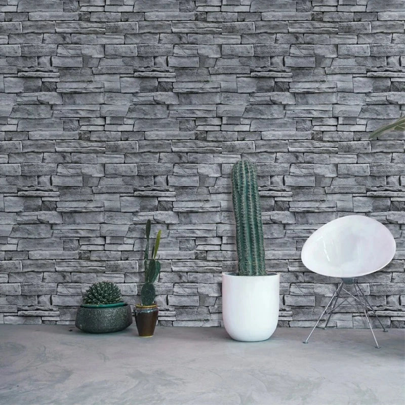 Gray self-adhesive brick wallpaper for your kitchen!