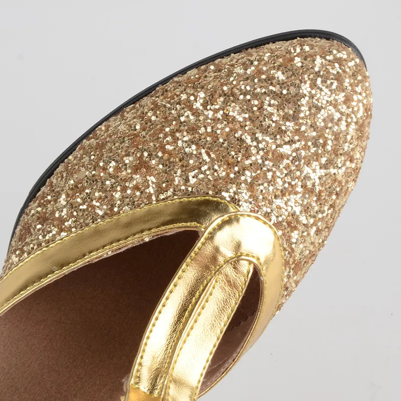 Our golden high heels with style