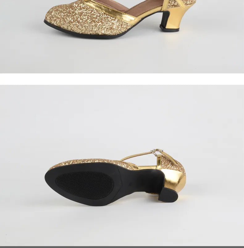 Our golden high heels with style