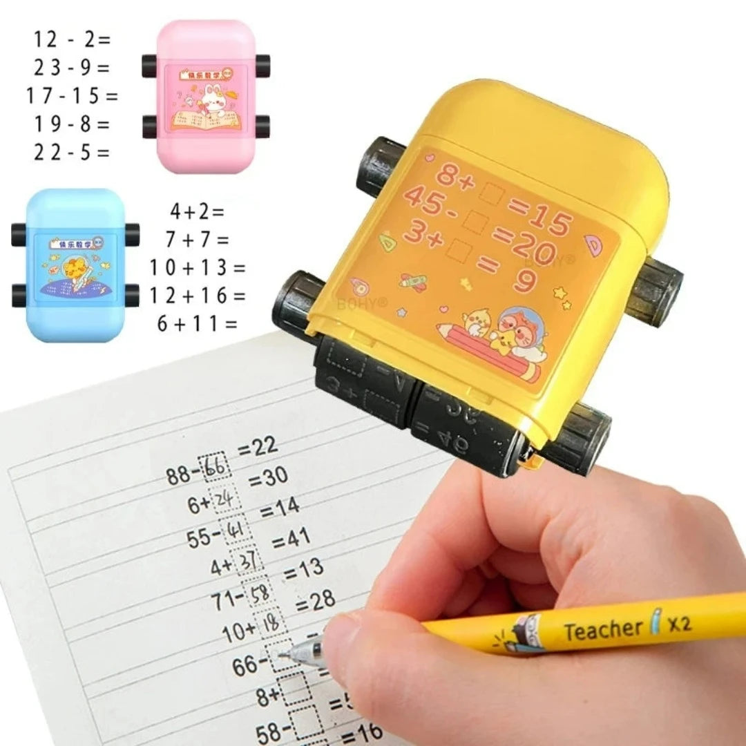 Mach Mathe zum Kinderspiel mit dem wieder-verwendbaren Mathe-Rollerstempel!