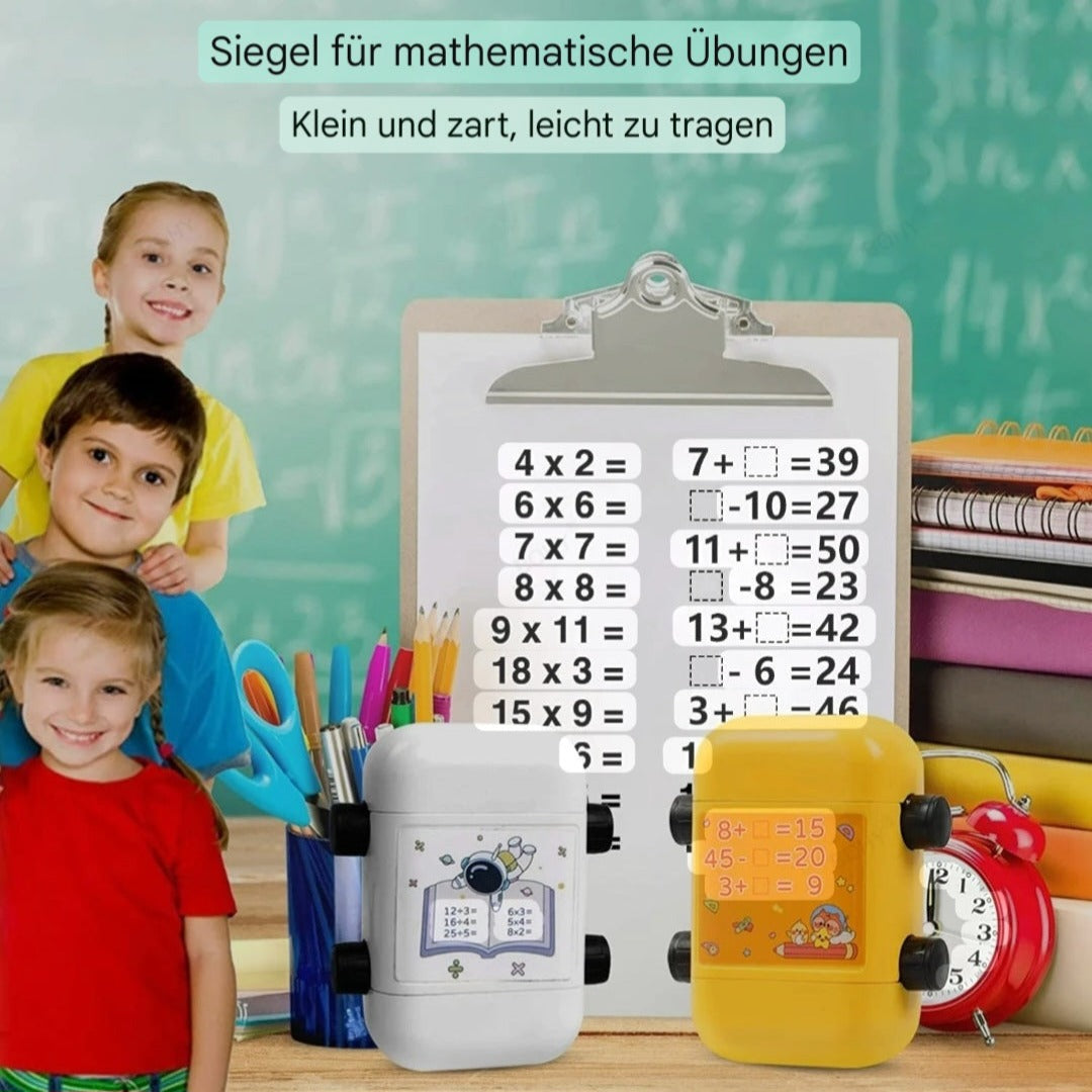 Mach Mathe zum Kinderspiel mit dem wieder-verwendbaren Mathe-Rollerstempel!