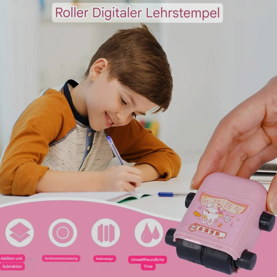 Mach Mathe zum Kinderspiel mit dem wieder-verwendbaren Mathe-Rollerstempel!