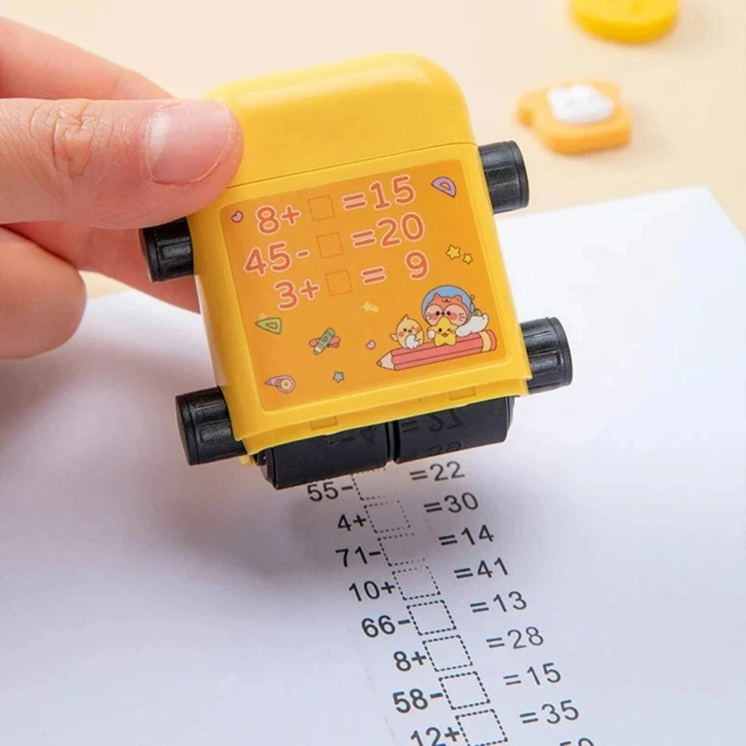 Mach Mathe zum Kinderspiel mit dem wieder-verwendbaren Mathe-Rollerstempel!